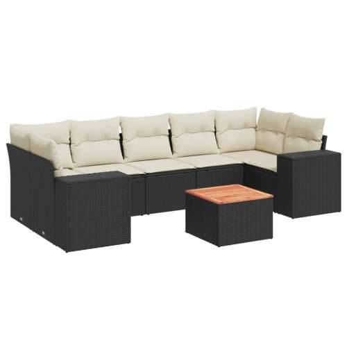Vrtna garnitura - 8-dijelni set vrtnih sofa od poliratana s jastucima crni - Crna i krem 1 Cijena