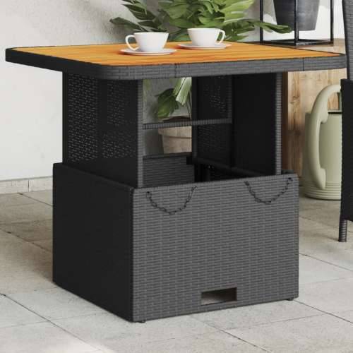 Vrtni stol crni 80 x 80 x 71 cm od poliratana i bagremovog drva - Crna 80 x 80 x 71 cm 1 Cijena