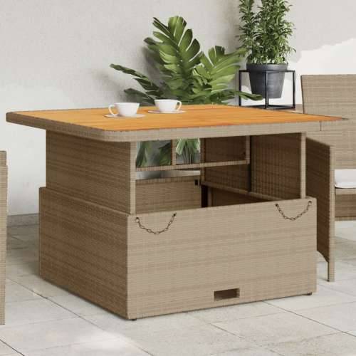 Vrtni stol bež 110 x 110 x 71 cm od poliratana i drva bagrema - Bež 110 x 110 x 71 cm 1 Cijena