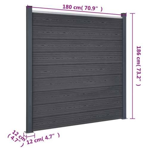 Set panela za ogradu sivi 180 x 186 cm WPC - Siva 180 x 186 cm 1 Cijena