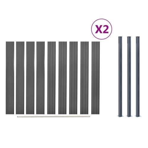 Set panela za ogradu sivi 353x186 cm WPC - Siva 353 x 186 cm 1 Cijena