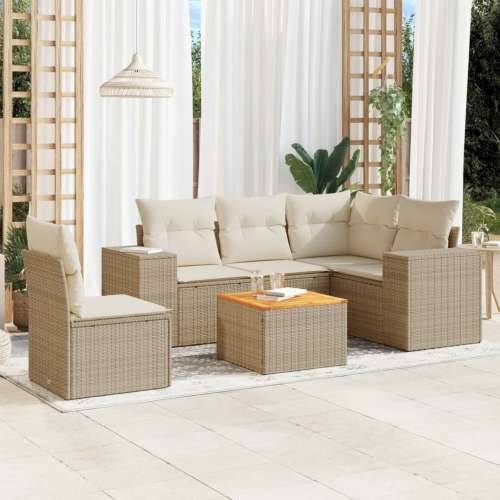 Vrtna garnitura - 6-dijelni set vrtnih sofa s jastucima bež od poliratana - Bež 2x middle + table + 1x corner 1 Cijena