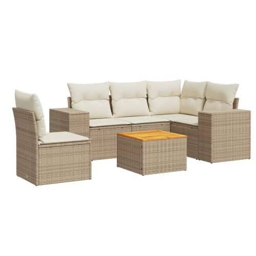 Vrtna garnitura - 6-dijelni set vrtnih sofa s jastucima bež od poliratana - Bež 2x middle + table + 1x corner 1 Cijena