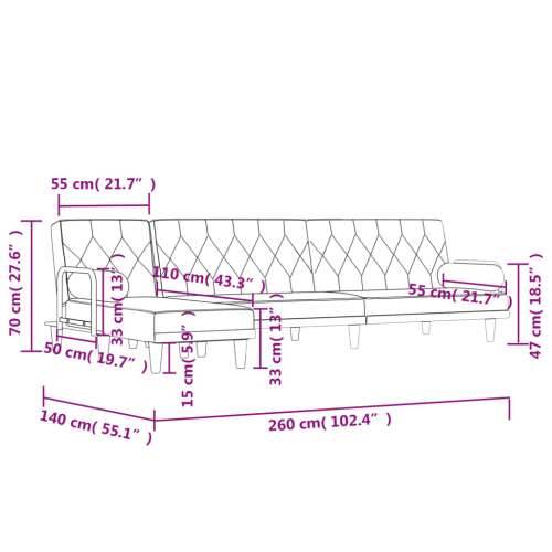 Kutna garnitura na razvlačenje tamnosiva 260x140x70 cm tkanina - Tamno siva Cijena