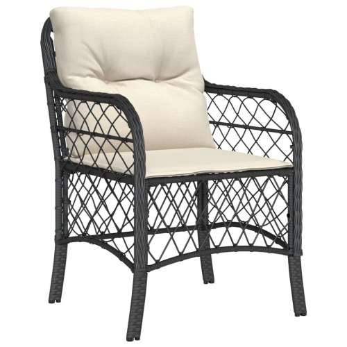 3-dijelni bistro set s jastucima crni od poliratana - Dužina stola 80 cm Okrugla noga 2 Cijena
