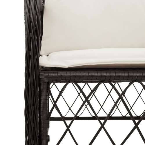 3-dijelni bistro set s jastucima crni od poliratana - Dužina stola 80 cm Okrugla noga 2 Cijena
