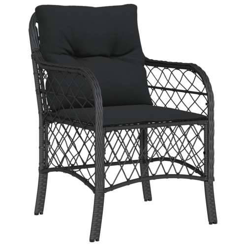 3-dijelni bistro set s jastucima crni od poliratana - Dužina stola 80 cm Oštra noga 2 Cijena