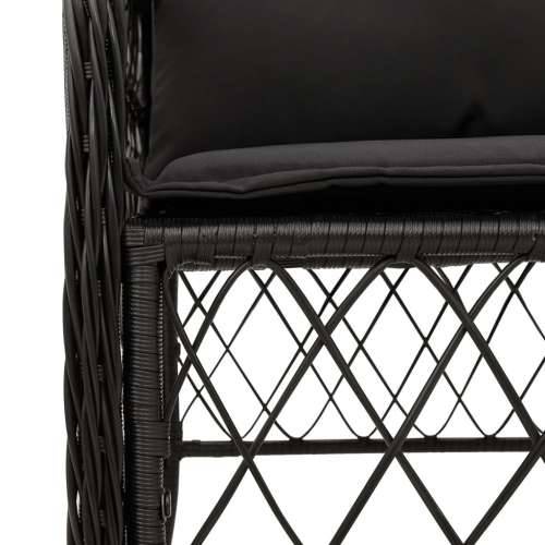 3-dijelni bistro set s jastucima crni od poliratana - Dužina stola 80 cm Oštra noga 2 Cijena