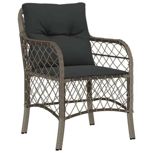 3-dijelni bistro set od poliratana s jastucima sivi - Dužina stola 80 cm Oštra noga 2 Cijena