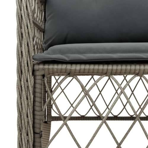 3-dijelni bistro set od poliratana s jastucima sivi - Dužina stola 80 cm Oštra noga 2 Cijena