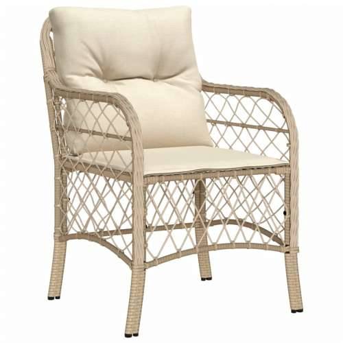 3-dijelni bistro set s jastucima bež od poliratana - Dužina stola 80 cm Okrugla noga 2 Cijena