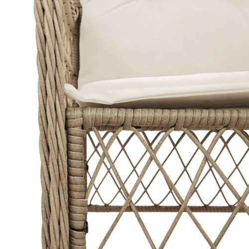 3-dijelni bistro set s jastucima bež od poliratana - Dužina stola 80 cm Okrugla noga 2 Cijena