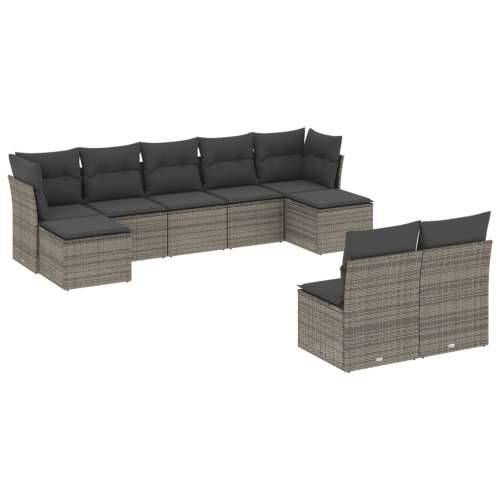 Vrtna garnitura - 9-dijelni set vrtnih sofa od poliratana s jastucima sivi Cijena