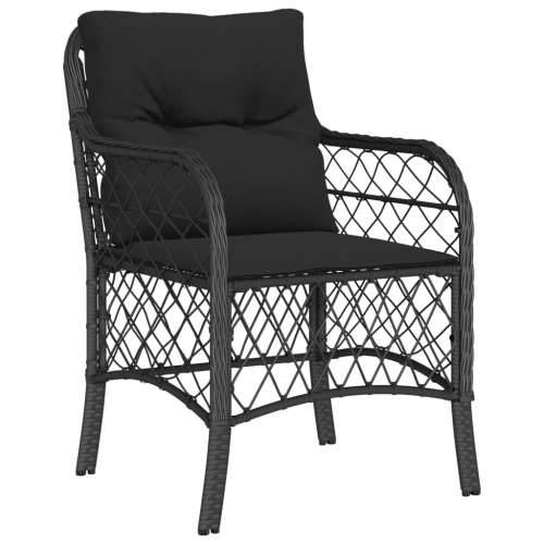 3-dijelni bistro set s jastucima crni od poliratana - Dužina stola 80 cm Okrugla noga 2 Cijena