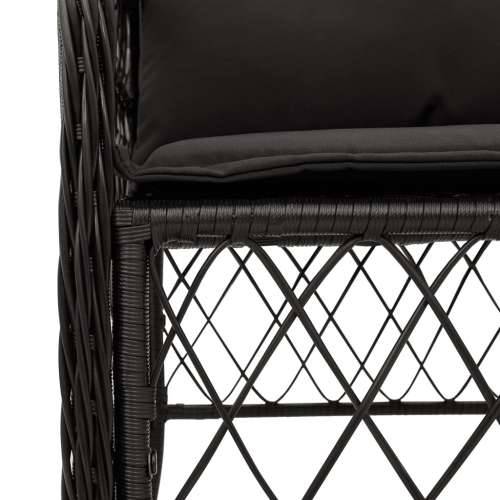 3-dijelni bistro set s jastucima crni od poliratana - Dužina stola 80 cm Okrugla noga 2 Cijena