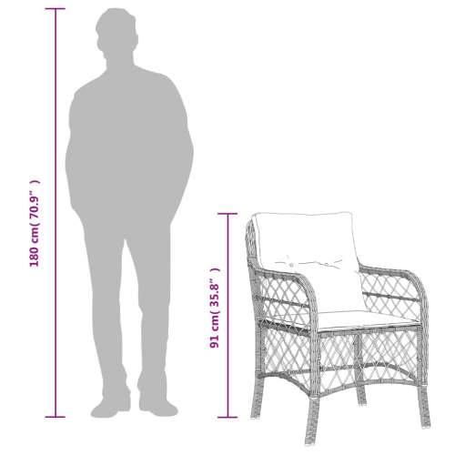 3-dijelni bistro set s jastucima crni od poliratana - Dužina stola 80 cm Okrugla noga 2 Cijena
