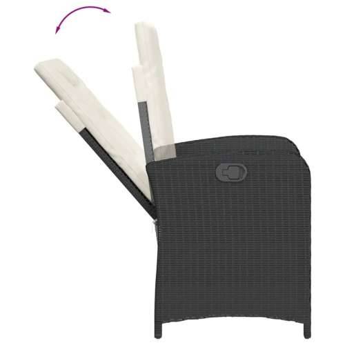Vrtna garnitura - 5-dijelni vrtni blagovaonski set s jastucima od poliratana crni - Dužina stola 80 cm Bez naslona za noge 4 Cijena