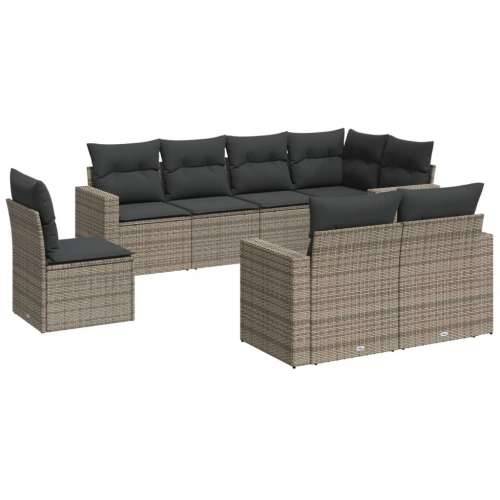 Vrtna garnitura - 8-dijelni set vrtnih sofa od poliratana s jastucima sivi - Siva 1 Bez stola Cijena