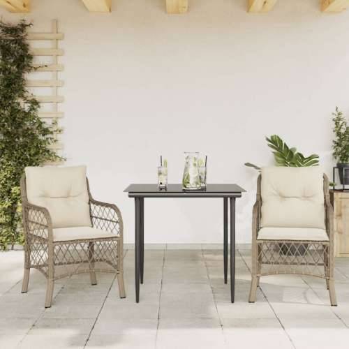 3-dijelni bistro set s jastucima bež od poliratana - Dužina stola 80 cm Oštra noga 2 Cijena