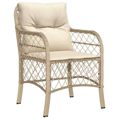 3-dijelni bistro set s jastucima bež od poliratana - Dužina stola 80 cm Oštra noga 2 Cijena