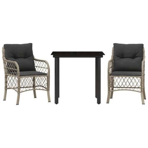 3-dijelni bistro set s jastucima svjetlosivi od poliratana - Dužina stola 80 cm Okrugla noga 2 Cijena