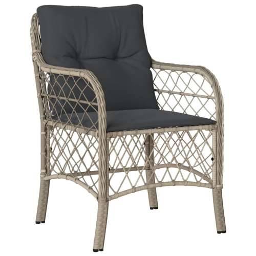 3-dijelni bistro set s jastucima svjetlosivi od poliratana - Dužina stola 80 cm Okrugla noga 2 Cijena