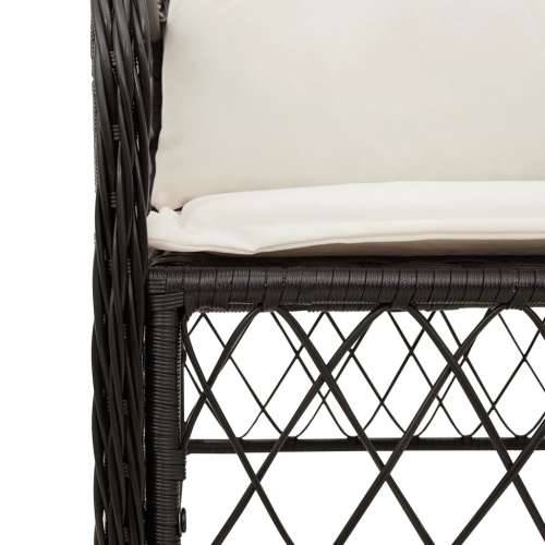 3-dijelni bistro set s jastucima crni od poliratana - Crna i krem Dužina stola 90 cm 2 Cijena