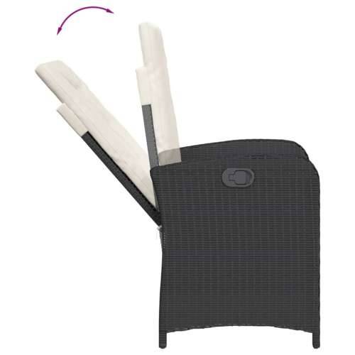 Vrtna garnitura - 5-dijelni vrtni blagovaonski set s jastucima od poliratana crni - Dužina stola 80 cm Bez naslona za noge 4 Cijena