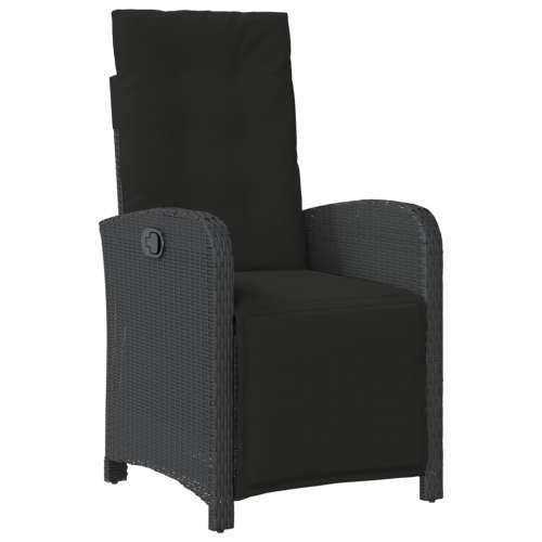 3-dijelni bistro set s jastucima crni od poliratana - Dužina stola 80 cm Oštra noga 2 Cijena