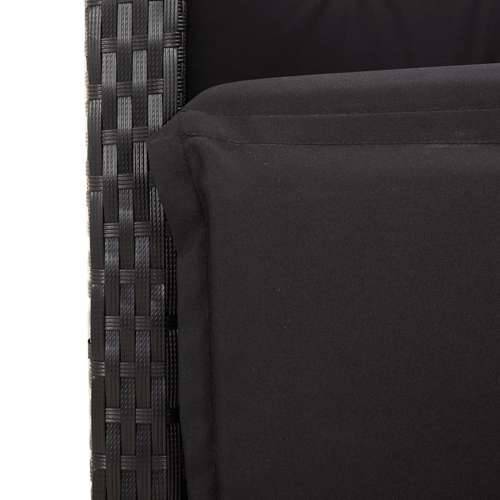 3-dijelni bistro set s jastucima crni od poliratana - Dužina stola 80 cm Oštra noga 2 Cijena