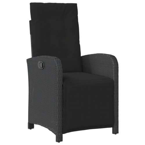 3-dijelni bistro set s jastucima crni od poliratana - Dužina stola 80 cm Okrugla noga 2 Cijena