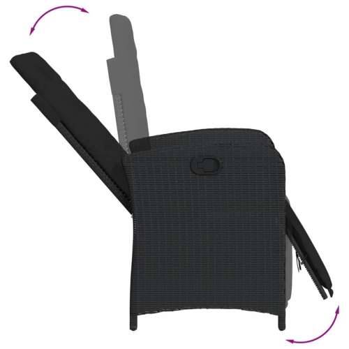 3-dijelni bistro set s jastucima crni od poliratana - Dužina stola 80 cm Okrugla noga 2 Cijena