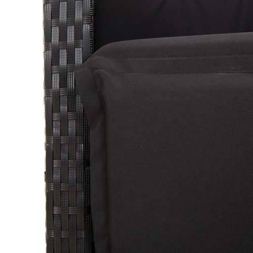 3-dijelni bistro set s jastucima crni od poliratana - Dužina stola 80 cm Okrugla noga 2 Cijena
