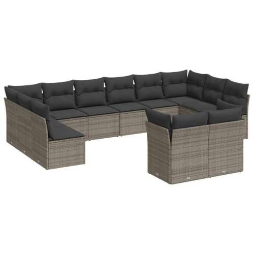 Vrtna garnitura - 12-dijelni set vrtnih sofa od poliratana s jastucima sivi - Siva Bez stola 1 Cijena