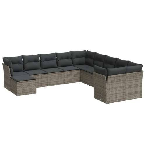 Vrtna garnitura - 11-dijelni set vrtnih sofa od poliratana s jastucima sivi - Siva Bez stola 1 Cijena
