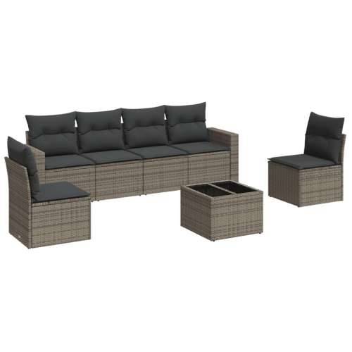 Vrtna garnitura - 7-dijelni set vrtnih sofa sivi od poliratana - Siva 1 Sa stolom Cijena