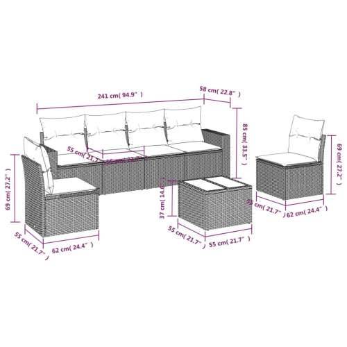 Vrtna garnitura - 7-dijelni set vrtnih sofa sivi od poliratana - Siva 1 Sa stolom Cijena