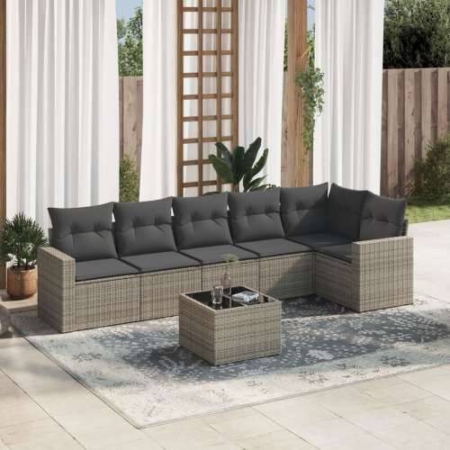 Vrtna garnitura - 7-dijelni set vrtnih sofa sivi od poliratana - Siva 1 Sa stolom Cijena