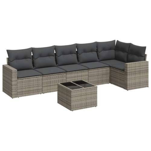 Vrtna garnitura - 7-dijelni set vrtnih sofa sivi od poliratana - Siva 1 Sa stolom Cijena