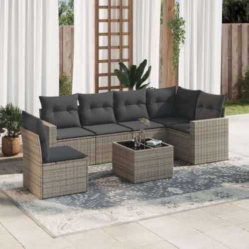 Vrtna garnitura - 7-dijelni set vrtnih sofa sivi od poliratana - Siva 1 Sa stolom Cijena
