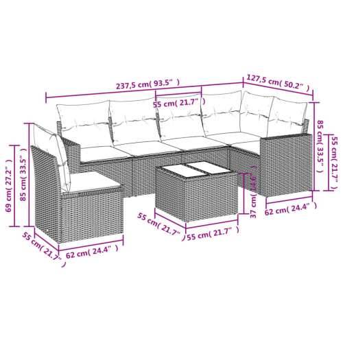 Vrtna garnitura - 7-dijelni set vrtnih sofa sivi od poliratana - Siva 1 Sa stolom Cijena
