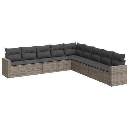 Vrtna garnitura - 9-dijelni set vrtnih sofa od poliratana s jastucima sivi - Siva 1 Bez stola Cijena