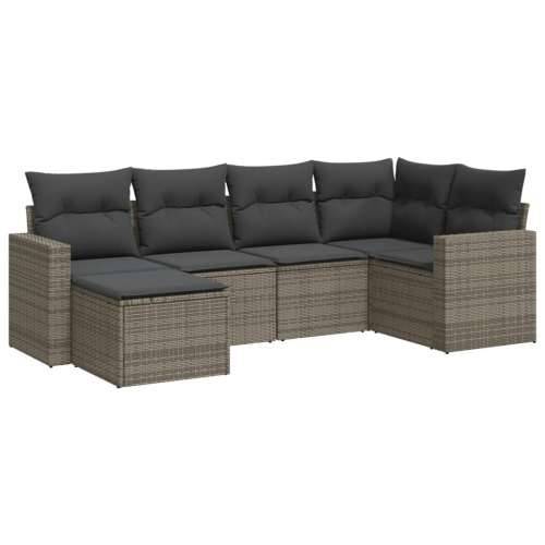 Vrtna garnitura - 6-dijelni set vrtnih sofa od poliratana s jastucima sivi - Siva 1 Bez stola Cijena