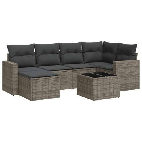 Vrtna garnitura - 7-dijelni set vrtnih sofa sivi od poliratana - Siva 1 Sa stolom Cijena