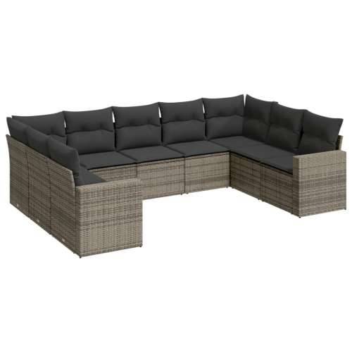 Vrtna garnitura - 9-dijelni set vrtnih sofa od poliratana s jastucima sivi - Siva 1 Bez stola Cijena