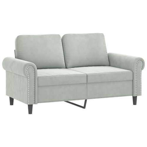 2-dijelni set sofa s jastucima svjetlosivi baršunasti - Svjetlosiva Bez oslonca za noge Cijena