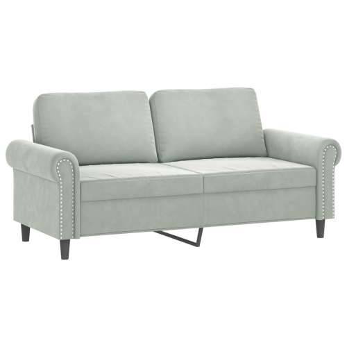 2-dijelni set sofa s jastucima svjetlosivi baršunasti - Svjetlosiva Bez oslonca za noge Cijena
