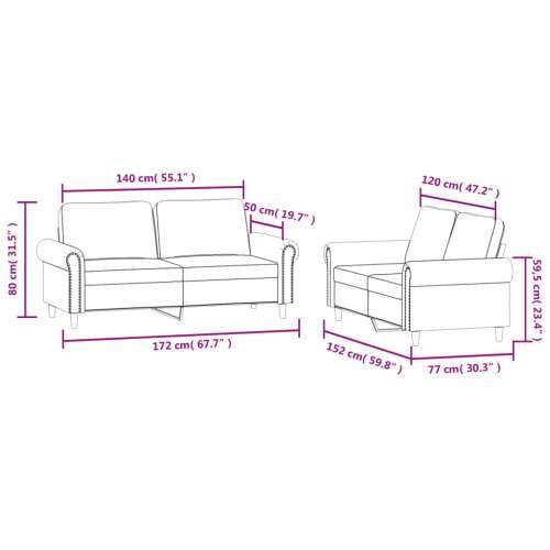 2-dijelni set sofa s jastucima svjetlosivi baršunasti - Svjetlosiva Bez oslonca za noge Cijena