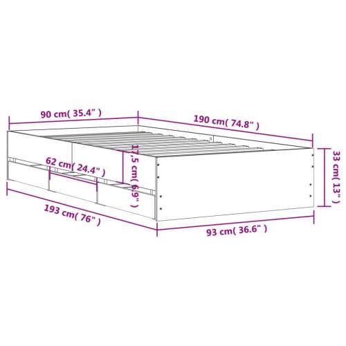 Okvir kreveta s ladicama crni 90 x 190 cm konstruirano drvo - Crna 90 x 190 cm Cijena