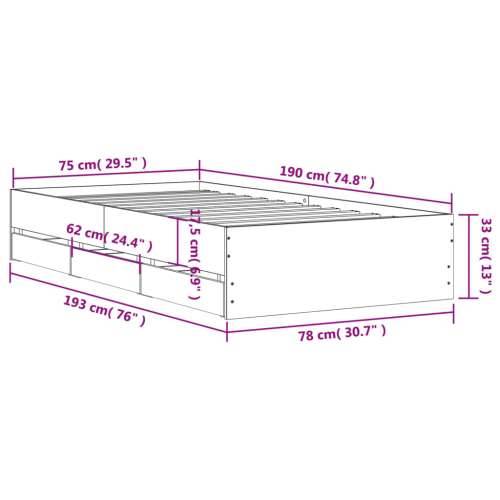 Okvir kreveta s ladicama oja smeđeg hrasta 75x190 cm drveni Smeđi hrast 75 x 190 cm Cijena